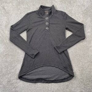 Merrell INDIRA SNAP PLACKET Mock Neck Shirt Top Size S Gray Black Long Sleeves